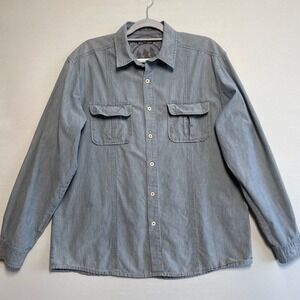 REI Mens Button Down Long Sleeve Shirt Gray Outdoor Casual Work Size XL Thrashed